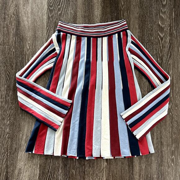 B8 Devotion Italy Multicolor Striped Knit Long Sleeve Flare Hem Top Size M - Picture 8 of 13